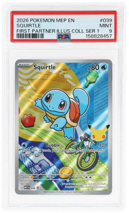 2026 Pokemon Mega Evolution Black Star Promo First Partner Illustration Collection Series 1 Squirtle #039 PSA 9