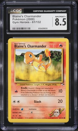 2000 Pokemon Gym Heroes Blaine's Charmander #61 CGC 8.5 NM-MT+