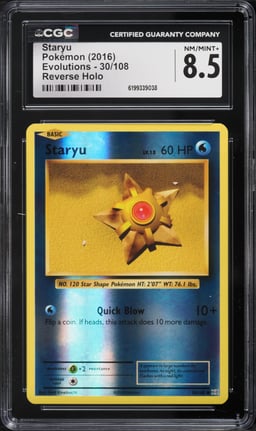 2016 Pokemon XY Evolutions Reverse Holo Staryu #30 CGC 8.5 NM-MT+