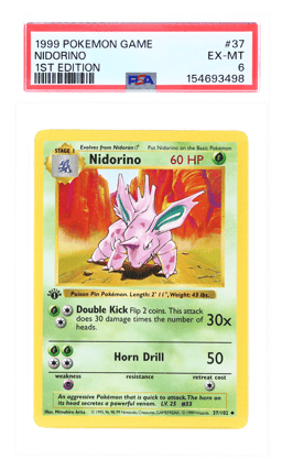 1999 Pokemon Base Set 1st Edition Nidorino #37 PSA 6