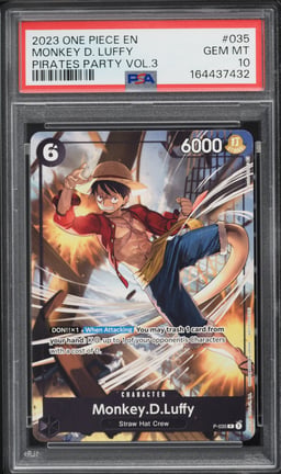 2023 One Piece Promo Pirates Party Vol 3 Alt Art Monkey D. Luffy #P-035 PSA 10 GEM MINT