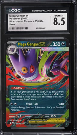 2025 Pokemon Mega Evolution Phantasmal Flames Holo Mega Gengar Ex #56 CGC 8.5 NM-MT+
