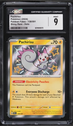 2024 Pokemon Scarlet & Violet Paldean Fates Shiny Pachirisu #138 CGC 9 MINT