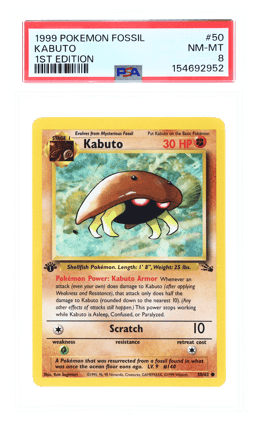 1999 Pokemon Fossil 1st Edition Kabuto #50 PSA 8