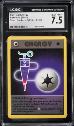 2000 Pokemon Team Rocket 1st Edition Full Heal Energy #81 CGC 7.5 NRMT+