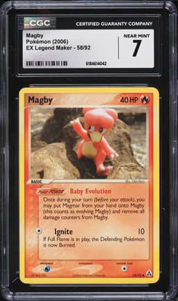 2006 Pokemon EX Legend Maker Magby #58 CGC 7 NRMT