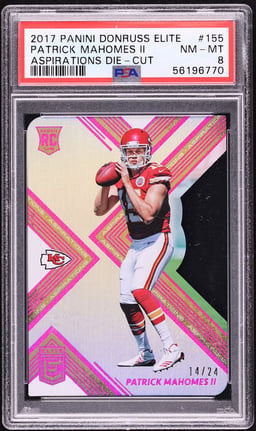 2017 Donruss Elite Aspirations Die-Cut Patrick Mahomes II ROOKIE /24 #155 PSA 8 NM-MT