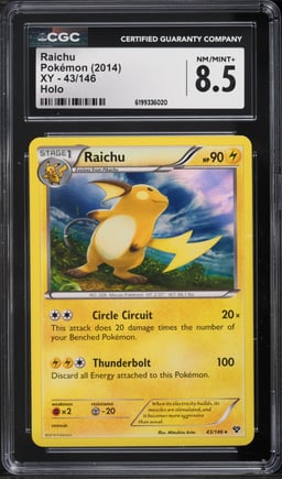 2014 Pokemon XY Holo Raichu #43 CGC 8.5 NM-MT+