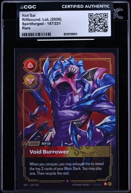 2026 Riftbound League Of Legends LoL Spiritforged Rek'Sai #187 CGC AUTH