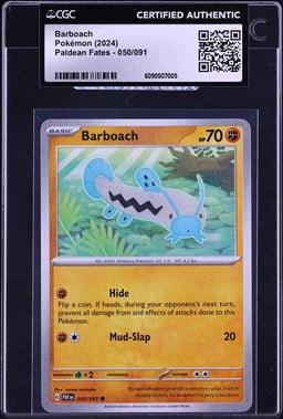2024 Pokemon Scarlet & Violet Paldean Fates Barboach #50 CGC AUTH