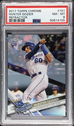 2017 Topps Chrome Refractor Hunter Dozier #101 PSA 8