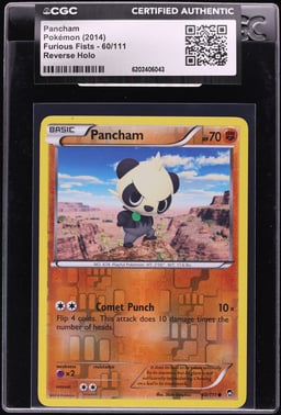 2014 Pokemon Furious Fists Reverse Holo Pancham #60 CGC AUTH