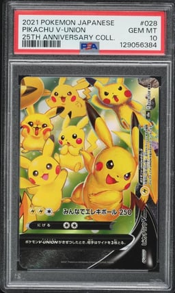 2021 Pokemon Japanese SWSH 25th Anniversary Collection Holo Pikachu V-UNION #28 PSA 10 GEM MINT
