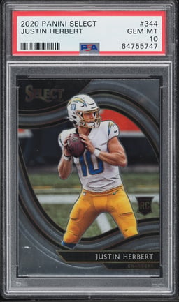 2020 Select Field Level Justin Herbert ROOKIE #344 PSA 10 GEM MINT
