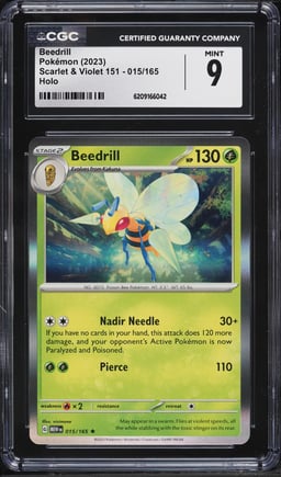 2023 Pokemon Scarlet & Violet 151 Holo Beedrill #015 CGC 9 MINT