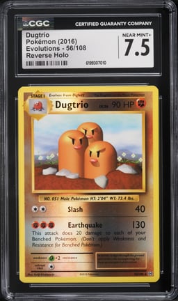 2016 Pokemon XY Evolutions Reverse Holo Dugtrio #56 CGC 7.5 NRMT+