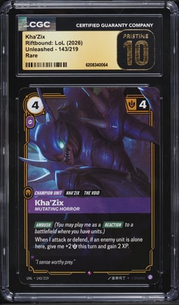 2026 Riftbound: LoL Unleashed Kha'Zix #143 CGC 10 PRISTINE