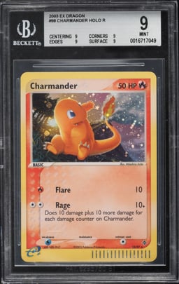 2003 Pokemon EX Dragon Holo Charmander #98 BGS 9 MINT