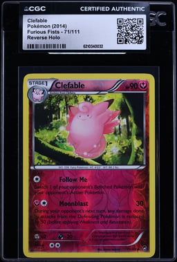 2014 Pokemon Furious Fists Reverse Holo Clefable #71 CGC AUTH