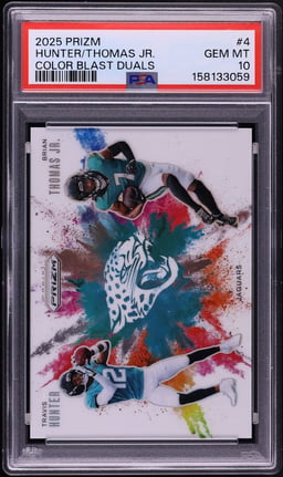 2025 Panini Prizm Color Blast Duals Hunter Thomas Jr. #4 PSA 10 GEM MINT