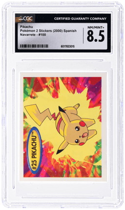 2000 Pokemon Ultra Figus Navarrete 2 Sticker Spanish Pikachu #100 CGC 8.5