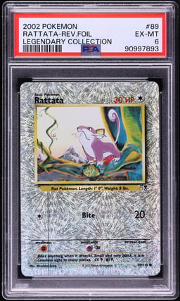 2002 Pokemon Legendary Collection Reverse Holo Rattata #89 PSA 6 EXMT