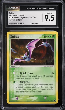 2004 Pokemon EX Hidden Legends Reverse Holo Zubat #83 CGC 9.5 MINT+