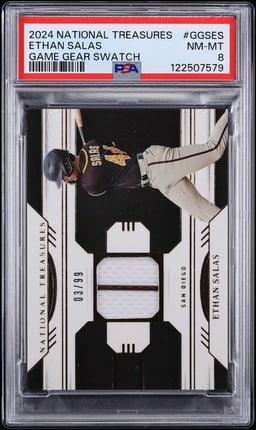 2024 National Treasures Game Gear Swatch Ethan Salas PATCH /99 #GGS-ES PSA 8 NM-MT