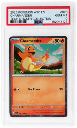 2026 Pokemon Ascended Heroes Mega Charizard Y Tech Sticker Collection Charmander #020 PSA 10