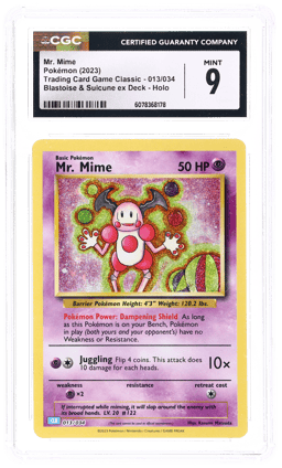 2023 Pokemon Classic Blastoise and Suicune Ex Deck Mr. Mime #13 CGC 9