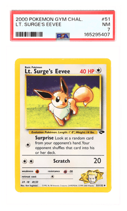2000 Pokemon Gym Challenge Lt. Surge's Eevee #51 PSA 7