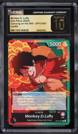 2025 One Piece Japanese Carrying On His Will Leader Monkey D. Luffy #OP13-001 CGC 10 PRISTINE