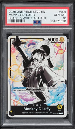 2026 One Piece Starter Deck Egghead Black & White Leader Monkey D. Luffy #ST29-001 PSA 10 GEM