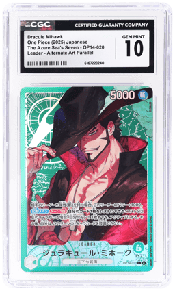 2025 One Piece the Azure Sea's Seven Japanese Alternate Art Dracule Mihawk #OP14-020 CGC 10
