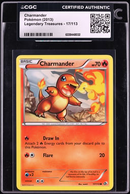 2013 Pokemon Black & White Legendary Treasures Charmander #17 CGC AUTH
