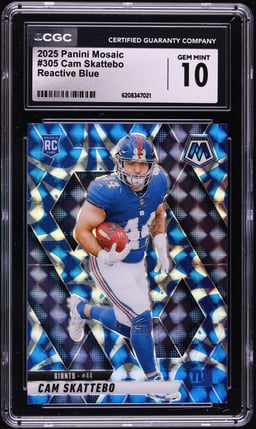 2025 Panini Mosaic Reactive Blue Cam Skattebo ROOKIE #305 CGC 10 GEM MINT