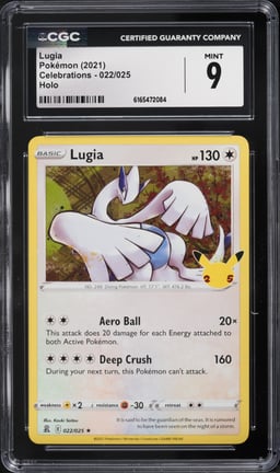 2021 Pokemon Sword & Shield Celebrations Holo Lugia #22 CGC 9 MINT
