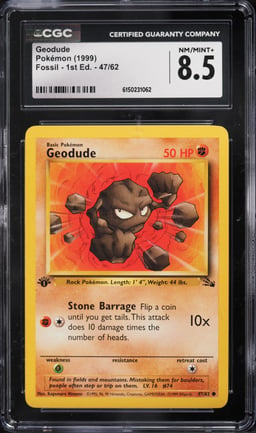 1999 Pokemon Fossil 1st Edition Geodude #47 CGC 8.5 NM-MT+