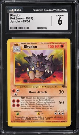 1999 Pokemon Jungle Rhydon #45 CGC 6 EXMT