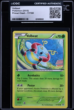 2015 Pokemon Primal Clash Volbeat #17 CGC AUTH