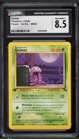 1999 Pokemon Fossil 1st Edition Grimer #48 CGC 8.5 NM-MT+