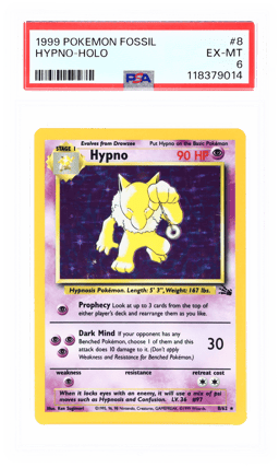 1999 Pokemon Fossil Holo Hypno #8 PSA 6