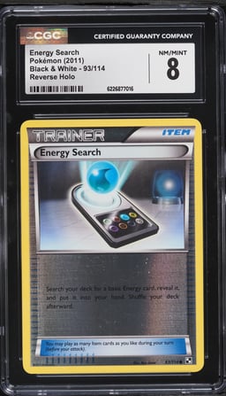 2011 Pokemon Black & White Reverse Holo Energy Search #93 CGC 8 NM-MT