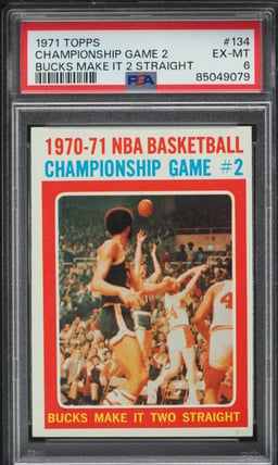 1971 Topps Basketball Lew Alcindor CHAMPIONSHIP GAME 2 #134 PSA 6 EXMT