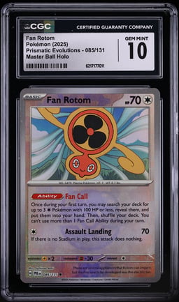2025 Pokemon Scarlet & Violet Prismatic Evolutions Master Ball Holo Fan Rotom #85 CGC 10 GEM