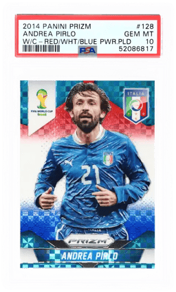 2014 Panini Prizm World Cup Red White Blue Power Plaid Andrea Pirlo #128 PSA 10