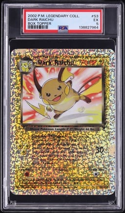 2002 Pokemon Legendary Collection Box Topper Dark Raichu #S3 PSA 5 EX