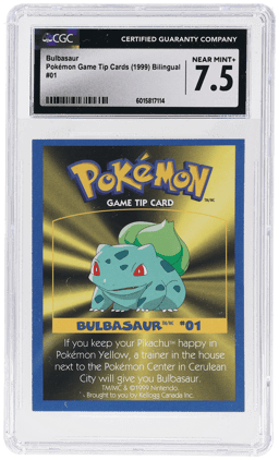 1999 Pokemon Game Tip Cards Bilingual Bulbasaur #1 CGC 7.5