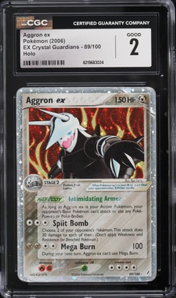2006 Pokemon EX Crystal Guardians Holo Aggron ex #89 CGC 2 GD