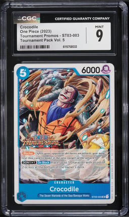 2023 One Piece Tournament Promos Tournament Pack Vol. 5 Crocodile #ST03-003 CGC 9 MINT